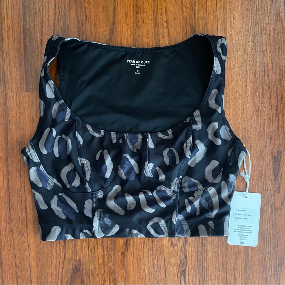 Year of Ours Black Print Bra Top